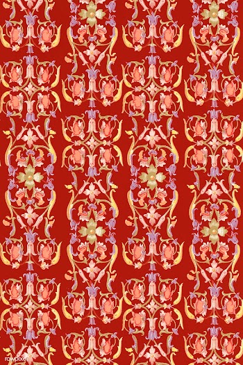 Red floral patterned background design vector | Free  vector - 2332207
