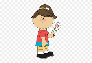 Red Flower Clipart Little Flower - Girl Holding A Flower Clip Art
