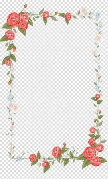 Red flower frame illustration, Border Flowers Drawing , Hand painted flower borders transparent background PNG clipart
