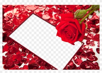 Red Flower Frame Png Hd - Red Roses And Hearts