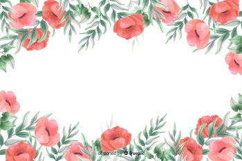 Red flowers frame background with watercolor design Free Vector