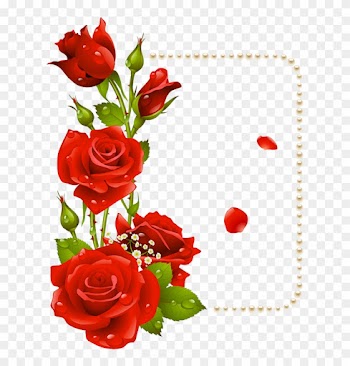 Red Flowers Frame Png Frame With Red Roses And - Frame Red Flowers Png