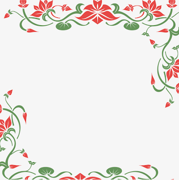 Red Flowers Holiday Border, Border Vector, Red Flowers, Green ...