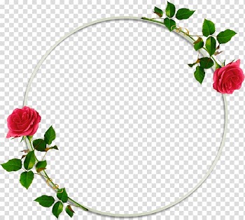 Red flowers illustration, Frames Flower, round frame transparent background PNG clipart