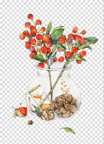 Red flowers in vase , Watercolor painting Drawing Vase Illustration, vase transparent background PNG clipart