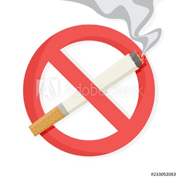 Red forbidden sign with cigarette behind it