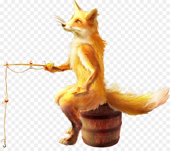 Red fox Angling Illustration - Fishing fox 