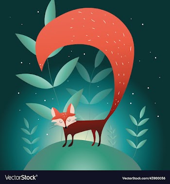 red fox on the edge among plants