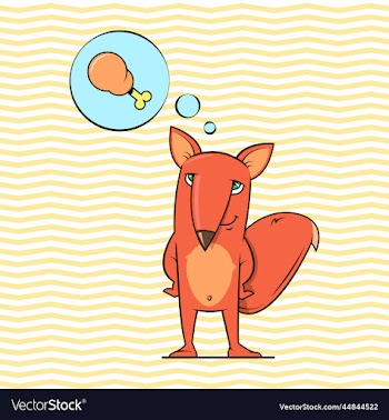 red fox wich dreaming about chicken leg