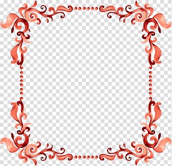 Red frame , Watercolor painting, Watercolor flowers border transparent background PNG clipart