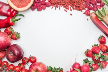 Red fruit and vegetables from above 