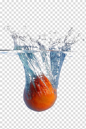 Red fruit dipping into water illustration, Carbonated water Fruit Splash , Splash of water droplets and fruit transparent background PNG clipart