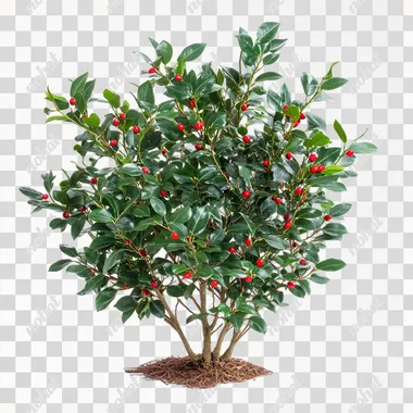 Red-Fruited Ilex Aquifolium Shrub: A 4-Meter Beauty