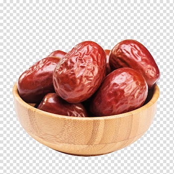 Red fruits on brown wooden bowl, Congee Jujube Dried fruit, Creative boutique high-quality big red dates transparent background PNG clipart