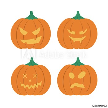 Red funny pumpkin set