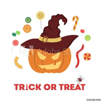 Red funny pumpkin trick or treat banner