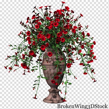 Red geranium flowers in brown vase illustration, Flower Potted meat Houseplant, flower pot transparent background PNG clipart