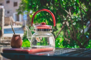 Red Glass Teapot