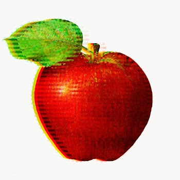 Red glitched apple design element | Free  transparent png - 2337482