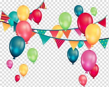Red, green, and yellow buntings and balloons background template, Wedding invitation Balloon Birthday Party Greeting card, Fantasy color balloons transparent background PNG clipart