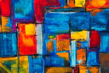Red, Green, Yellow, and Blue Abstract Painting