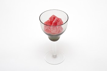 Red Gummies in Clear Wine Glass
