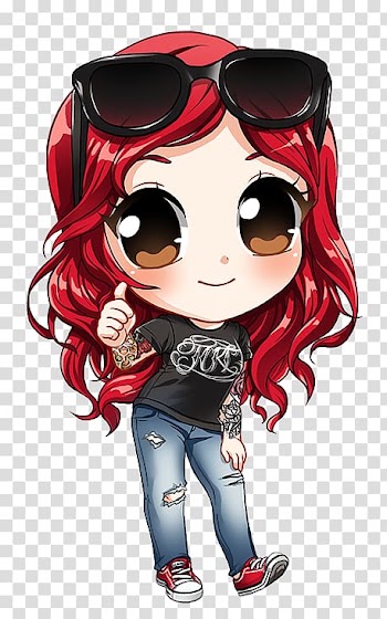 Red haired girl sticker, Chibi Devi! Drawing Anime Kavaii, Chibi transparent background PNG clipart