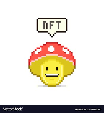 red hat smiling mushroom character with text nft