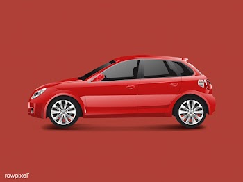 Red hatchback car in a red background vector | Free stock vector - 540193