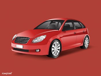 Red hatchback car in a red background vector | Free stock vector - 540223