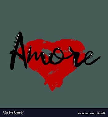 Red heart amore sign hand drawn vector image