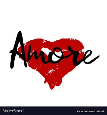 Red heart amore sign hand drawn vector image