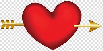 Red heart and gold-colored arrow art, Hearts and arrows , Heart with Arrow transparent background PNG clipart
