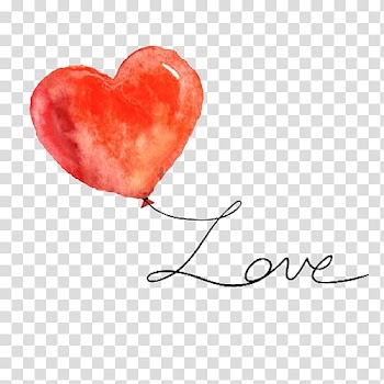 Red heart balloon , Drawing Love Heart , Red watermelon color balloon hand painted transparent background PNG clipart