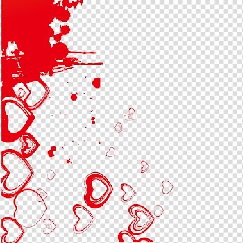 Red heart banner, Red ink heart background material transparent background PNG clipart