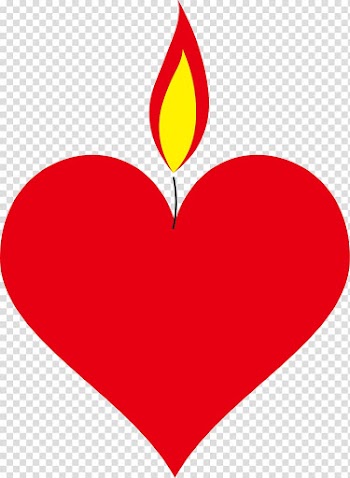 Red heart candle , Heart Combustion Flame, Burning heart transparent background PNG clipart