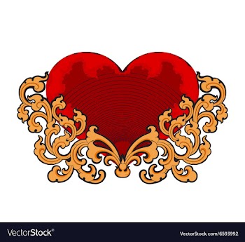 Red heart floral pattern vector image