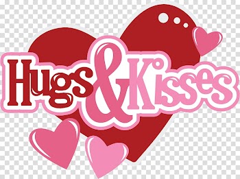 Red heart illustration with hugs & kisses text overlay, Hugs and kisses Love , Heart Hug transparent background PNG clipart