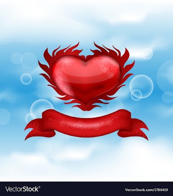  					Red heart on blue sky for Valentines day vector image														