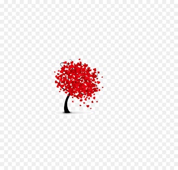 Red heart-shaped love beautiful tree vector material 