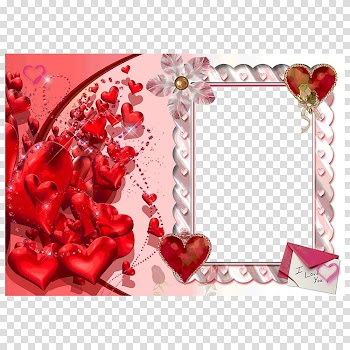 Red heart stickers and gray framed mirror art, Love Frames frame Film frame Valentines Day, Rose Frame transparent background PNG clipart