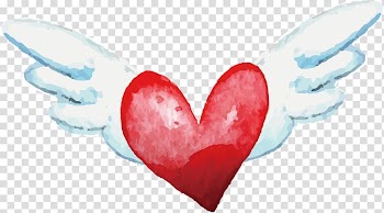 Red heart with wing , Heart Watercolor painting, Hand-painted watercolor Angel Heart transparent background PNG clipart