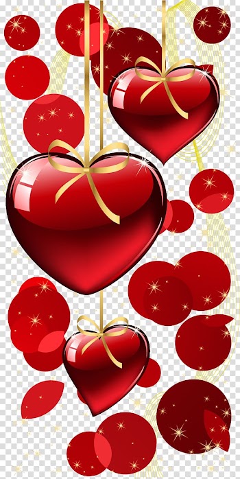 Red hearts , Heart Valentine's Day , Red Hanging Hearts and Dots Decor transparent background PNG clipart