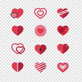 Red hearts , Love red decorative background material transparent background PNG clipart