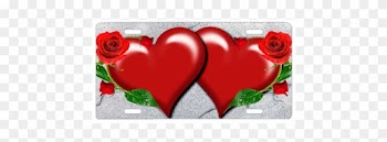 Red Hearts With Roses &amp; Stone - Garden Roses