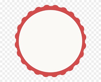 Red Ivory Scallop Circle Frame - Red Circle Frame Clipart