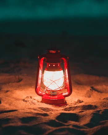 Red Lantern Lamp Turned on