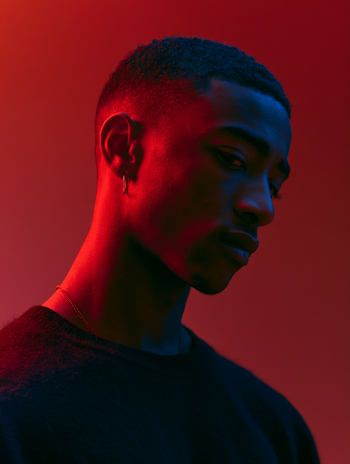 Red Light Portrait of a Male Urban Artist