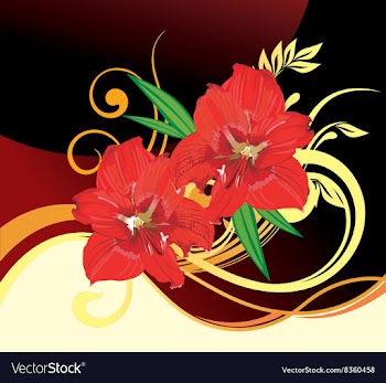 Red Lily Floral Background vector image