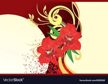 Red Lily Floral Background vector image